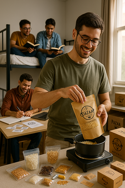 تصویر دانشجویی در حال استفاده از پزا در خوابگاه